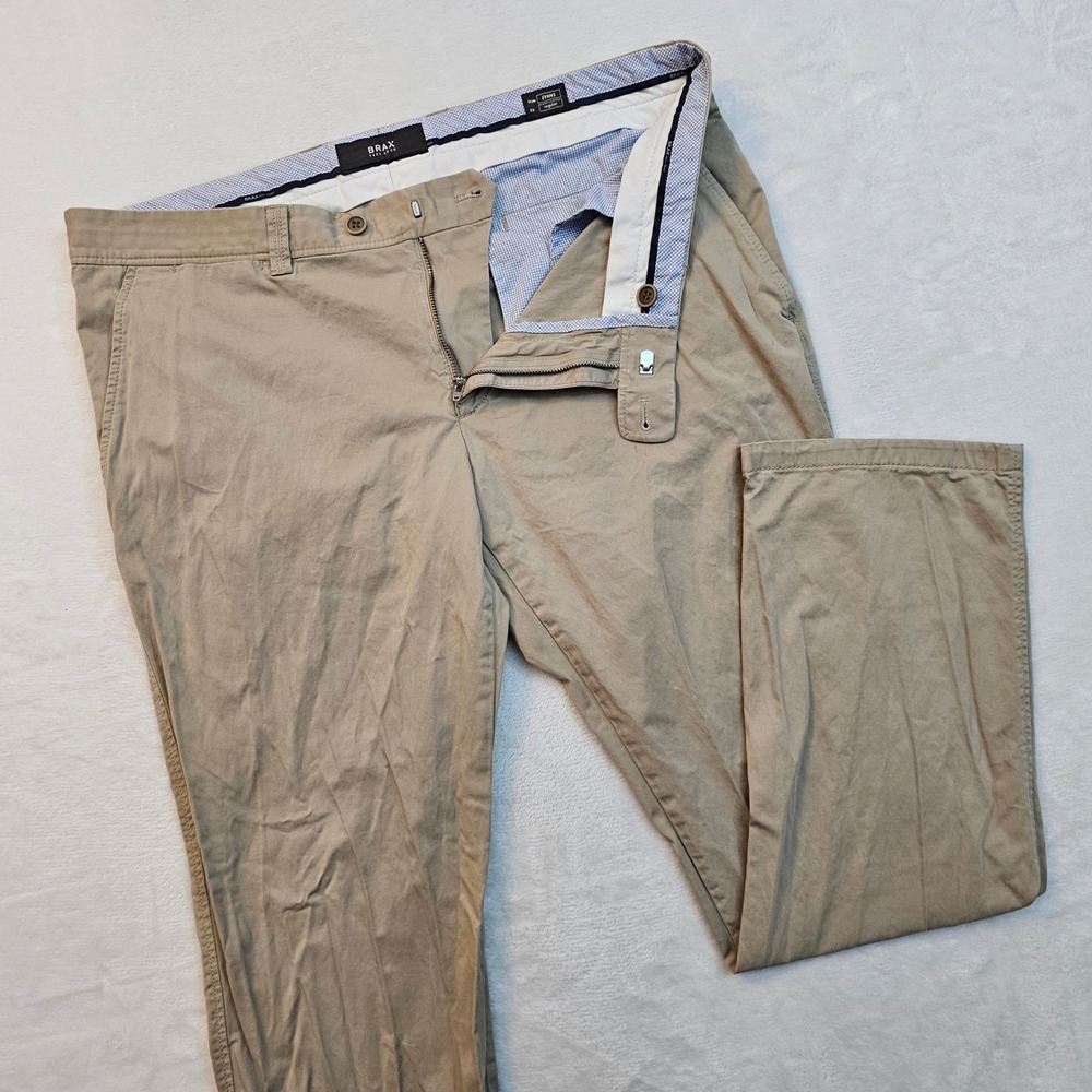 Brax Evans Chino Pants Mens 40x31 Khaki Cotton Kapok Regular Fit Business Casual